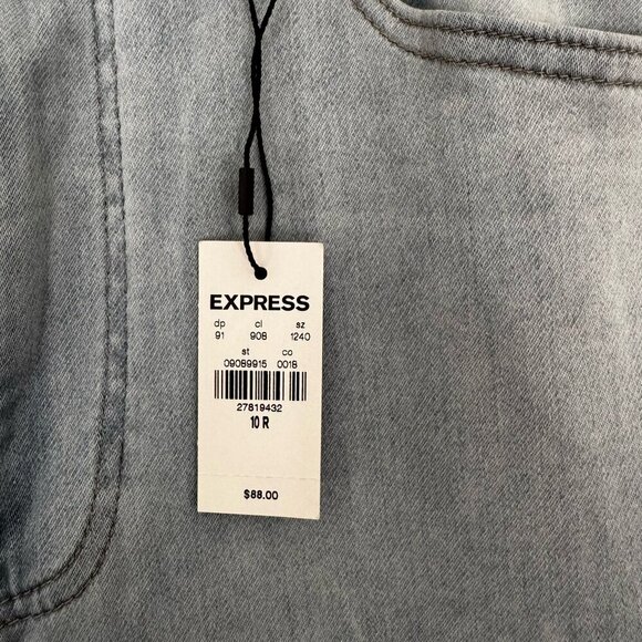 NWT Express Jogger Jeans Paper Bag Elastic Waist Pull On Denim Pants Womens 10R - Picture 4 of 7